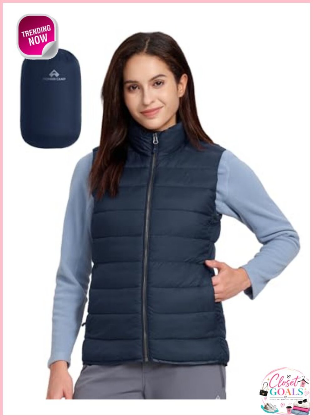 Quilted Packable Puffer Vest Lightweight Zip Up Warm Winter Outerwear
